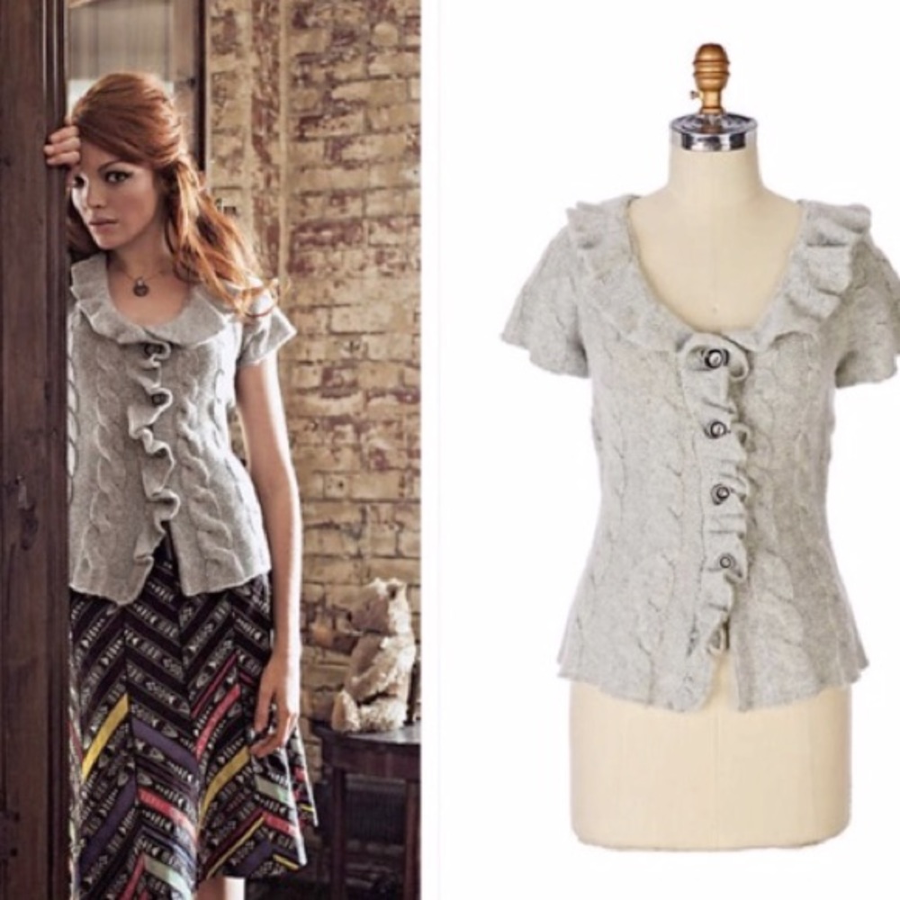 Anthropologie Sleeping on Snow Ruffle Sweater